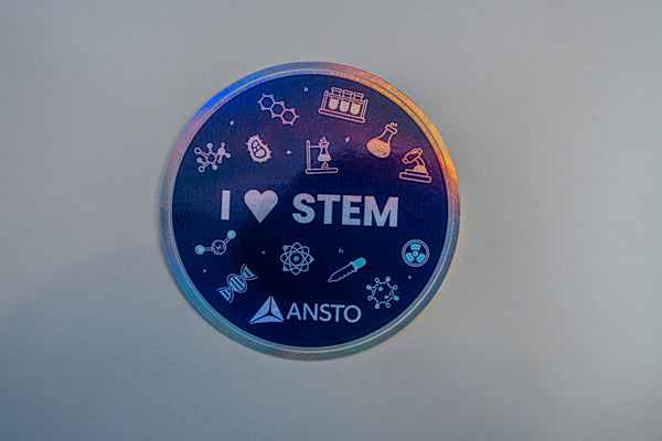 ANSTO I love STEM holographic sticker