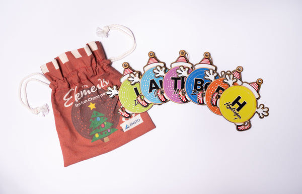 Christmas Ornaments with striped detail (set of 6)